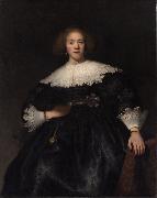REMBRANDT Harmenszoon van Rijn Portrait of a woman with a fan (mk33) oil painting